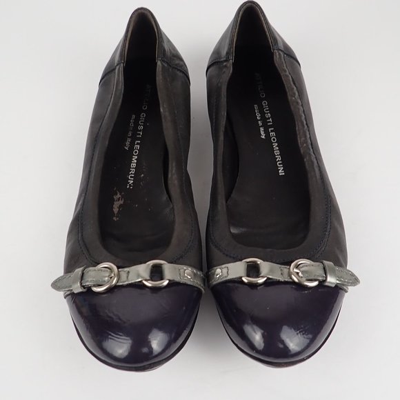 AGL Attilio Giusti Leombruni Ballet Flat Womens 39 US 9  Leather Purple Cap Shoe - Picture 1 of 11